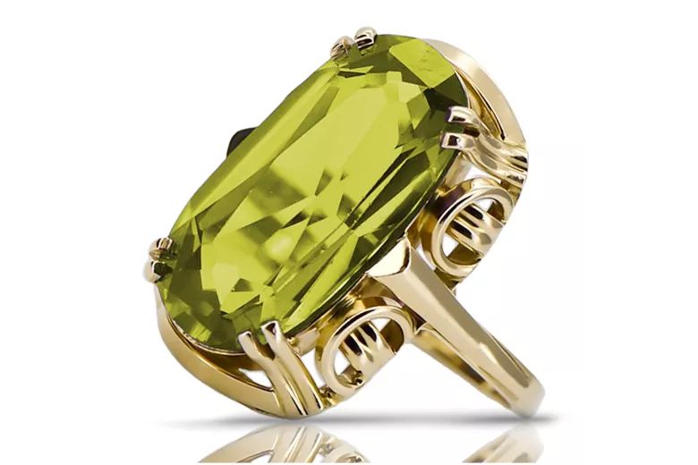 Anneau Artisanat vintage Péridot jaune Or jaune 14 carats vrc038y